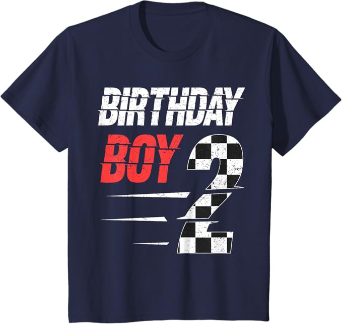 Kids Birthday Boy 2 Two Racing Flag 2nd Birthday Race Car Toddler T-Shirt | Amazon (US)