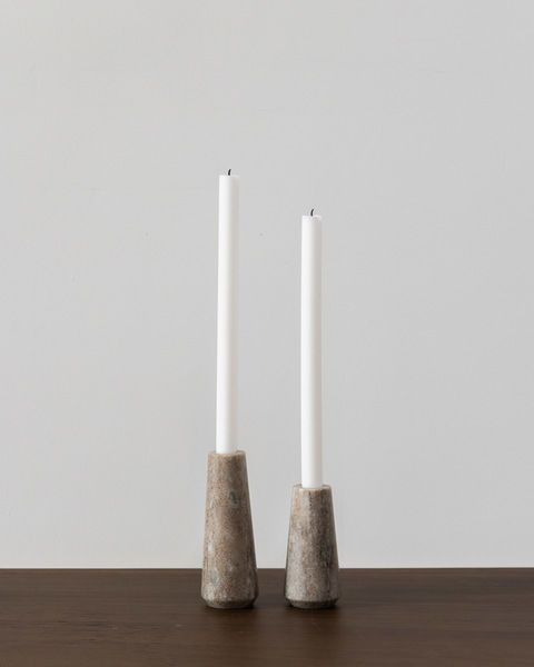 Amari Beige Marble Decorative Taper Candle Holders, Set of 2 | Scout & Nimble