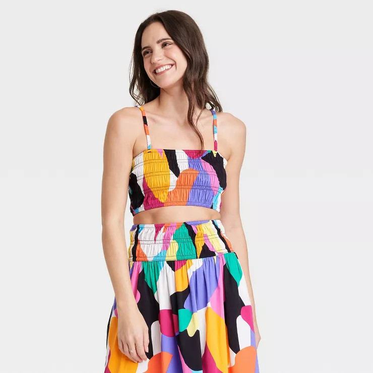 Women's Slim Fit Smocked Tiny Top - A New Day™ | Target