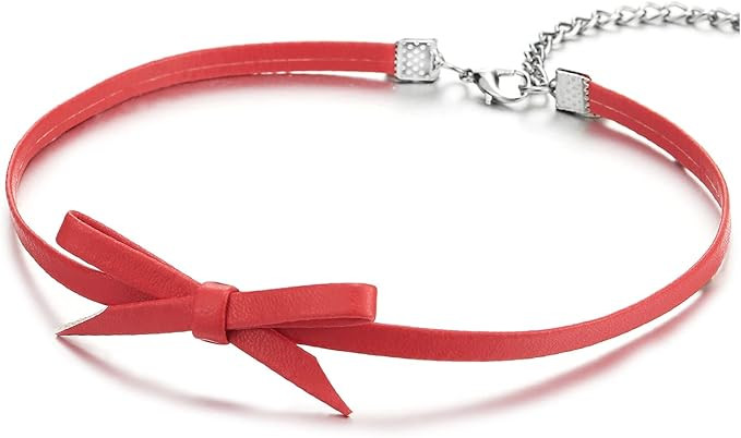 Ladies Leather Bow Choker Necklace Pendant | Amazon (US)