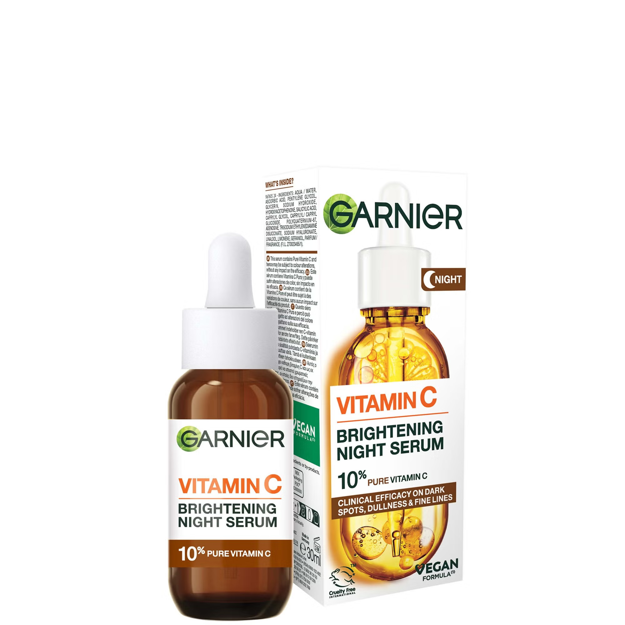 Garnier Anti Dark Spot Night Serum 10% Pure Vitamin C and Hyaluronic Acid 30ml | Look Fantastic (UK)