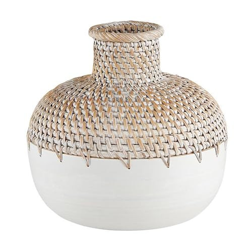 47th & Main Woven Seagrass and Bamboo Vase for Home Décor, Small, White/Natural | Amazon (US)