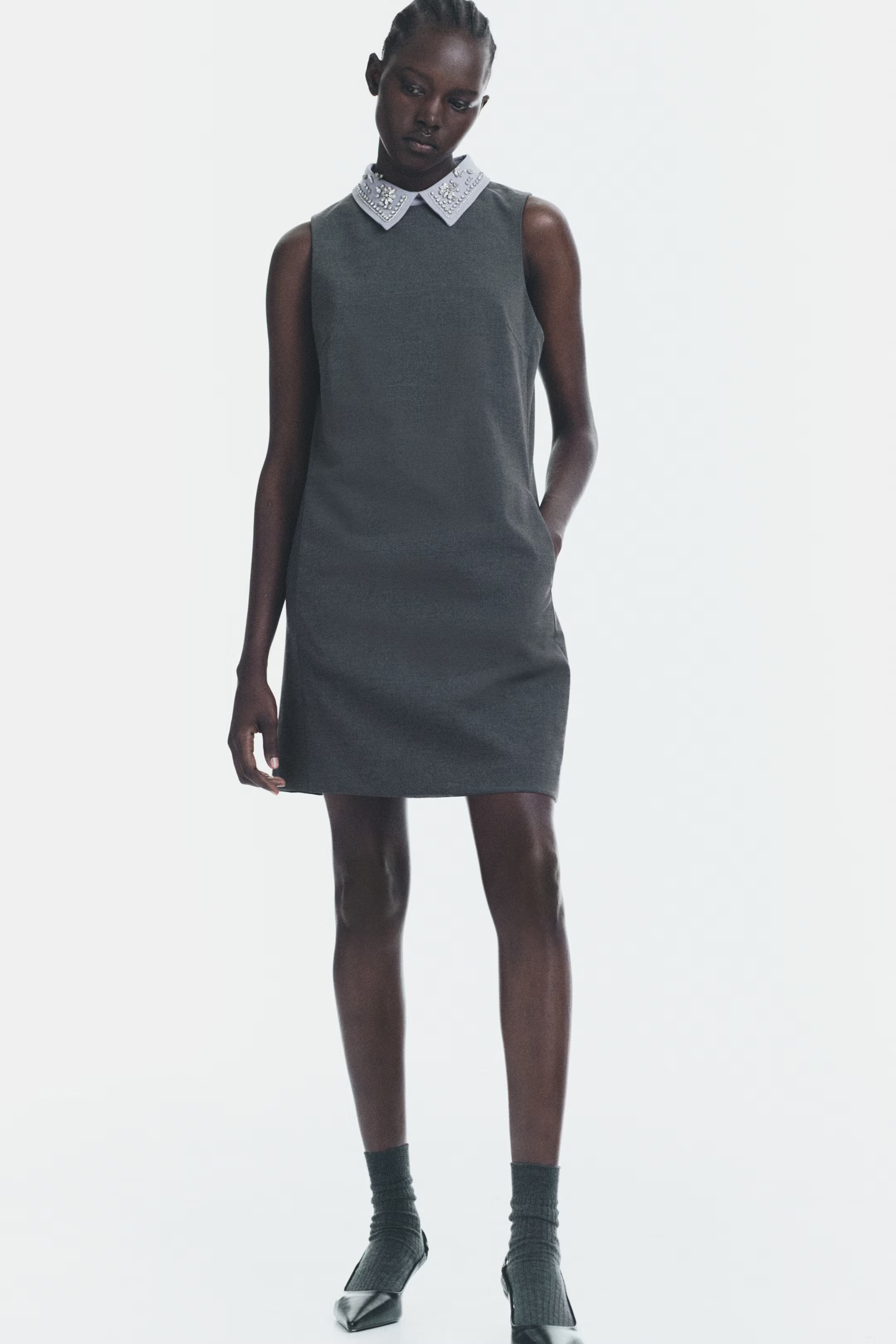 Embellished-Collar A-Line Dress | H&M (US + CA)