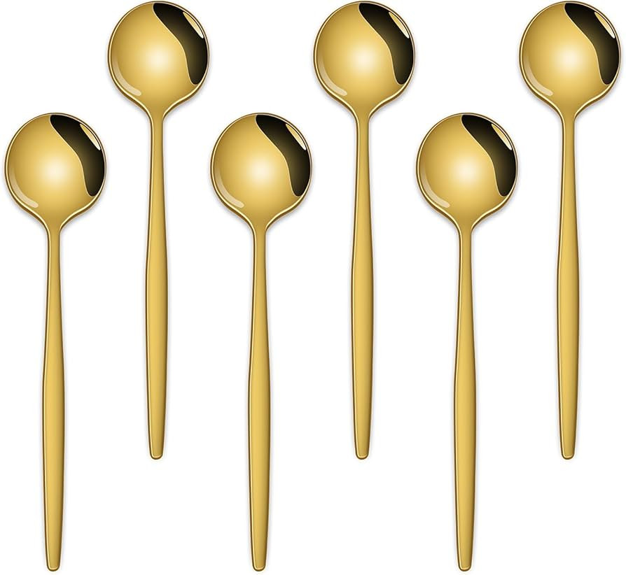 5.1 Inch Coffee & Tea Spoon,6 Pieces Gold Stainless Steel Teaspoon,Mini Spoons For Dessert And Co... | Amazon (US)