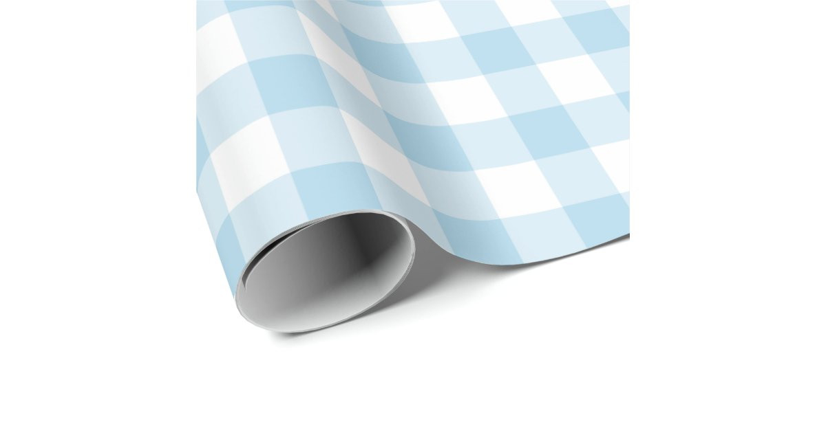Light Blue and White Gingham Wrapping Paper | Zazzle | Zazzle
