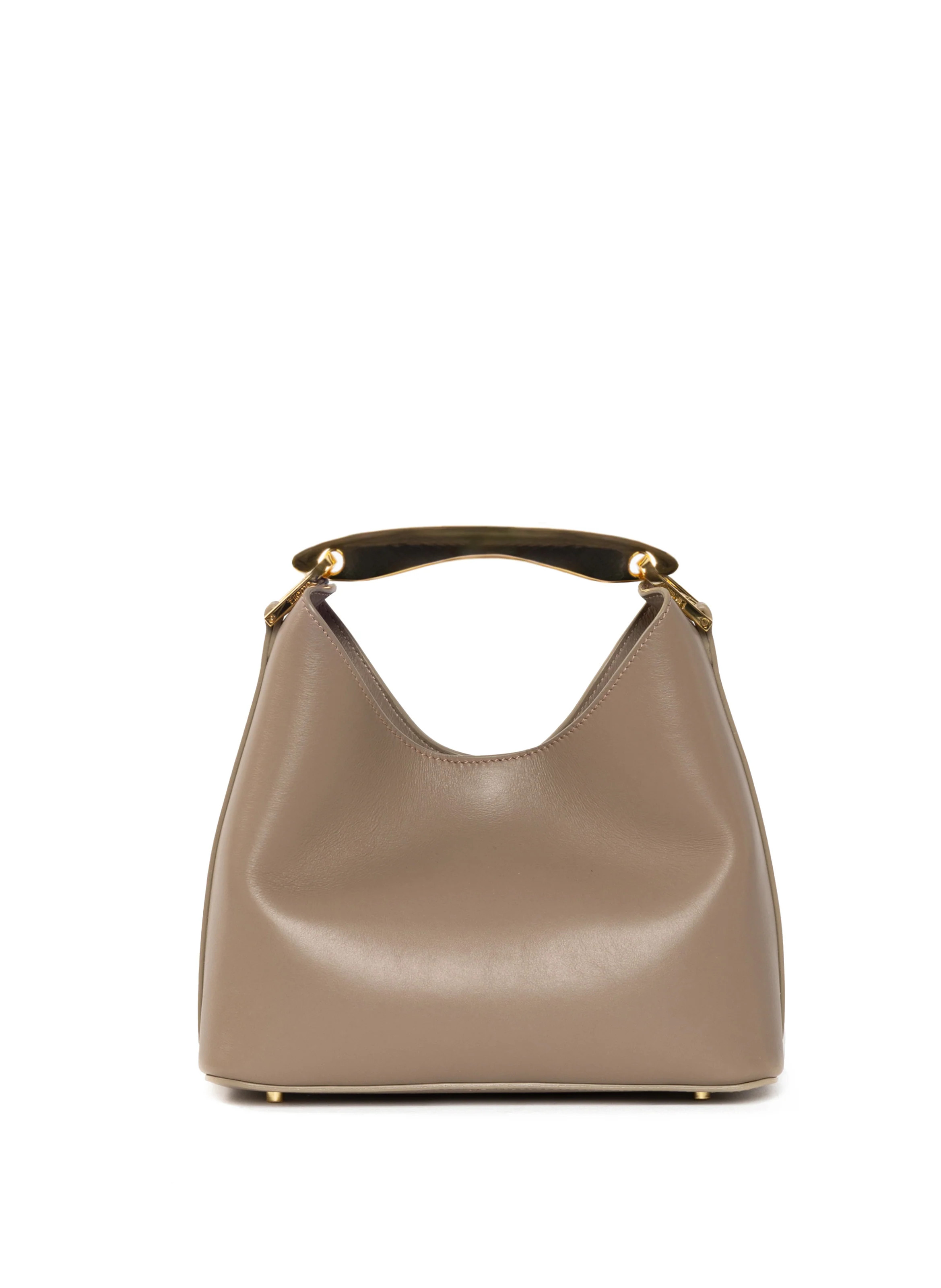 Small Boomerang Leather Taupe | Elleme