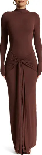 Tie Front Long Sleeve Maxi Dress | Nordstrom