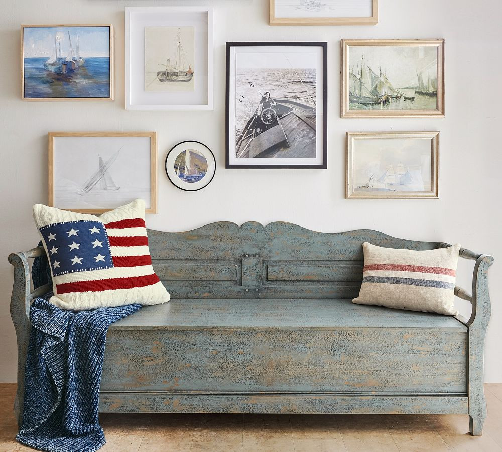 American Flag Cable Knit Pillow Cover | Pottery Barn (US)