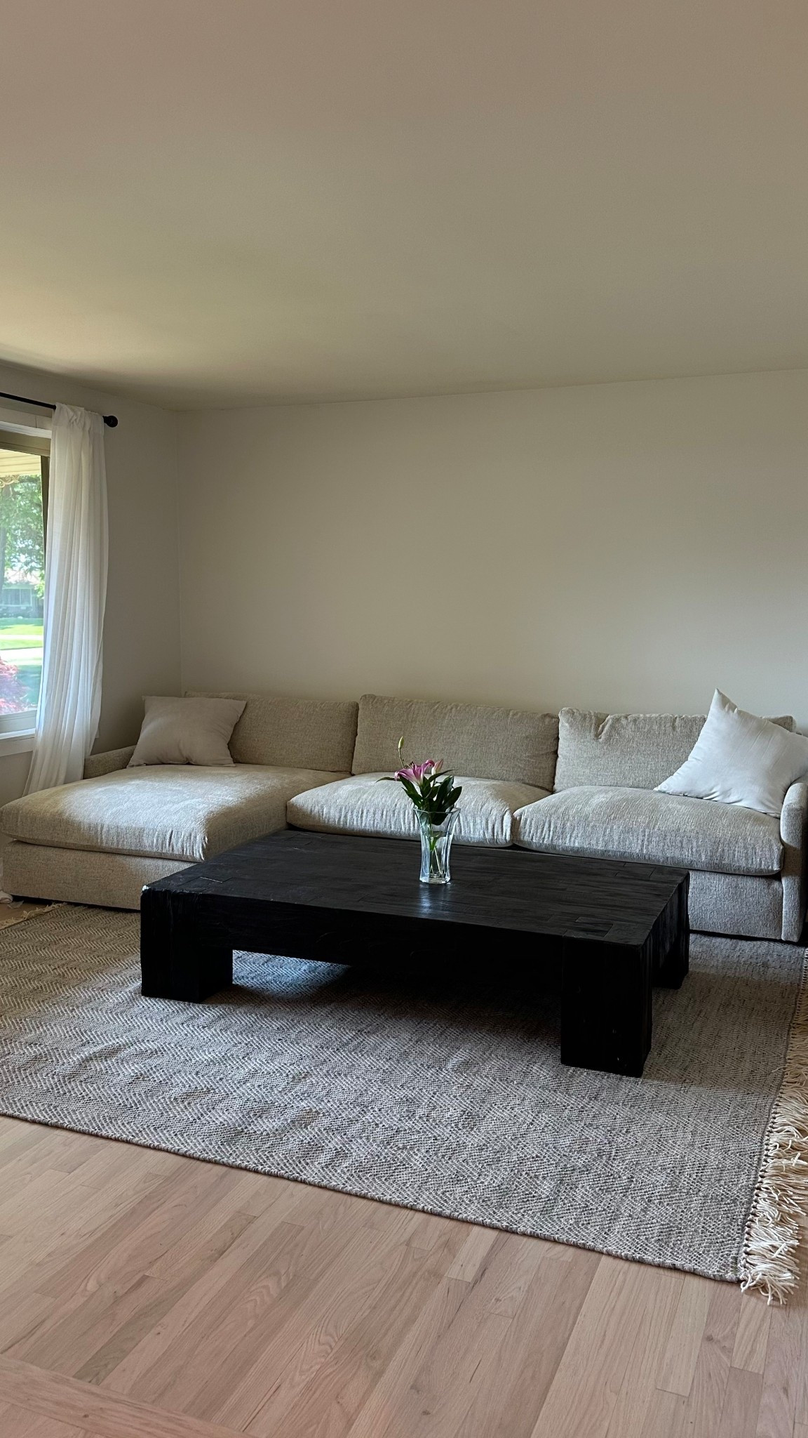 I’ve never gotten so many link requests 😄 couch & coffee table are both from Arhaus!! I got the extra deep couch and it is so incredibly comfy but material also feels super durable. The coffee table is SO heavy and gorgeously built. Also their white glove delivery service was 100/10. Cannot recommend enough!! 
