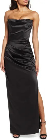 Adrienne Satin Strapless Gown | Nordstrom