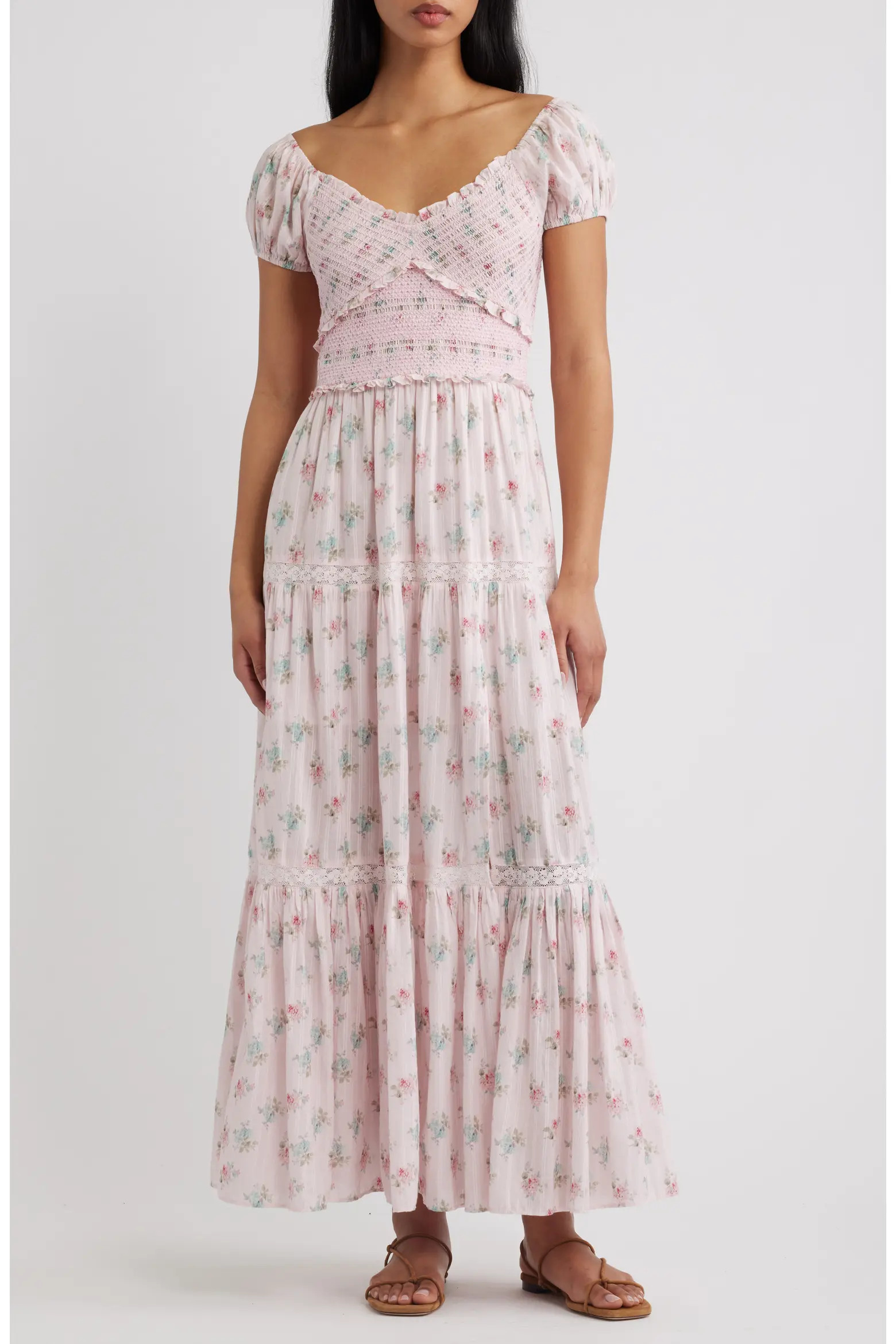 Amandla Floral Smock Bodice Cotton Maxi Dress (Women) | Nordstrom | Nordstrom