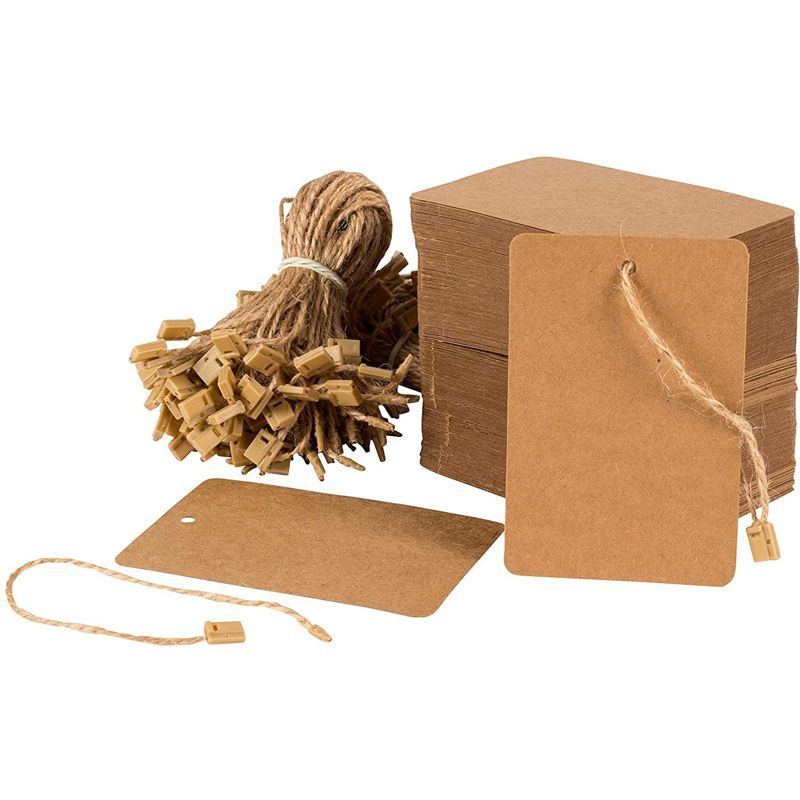 Merchandise Tags - 200-Pack Kraft Paper Tags with Hang Tag String Fasteners, 2.37x3.5" Price Tag ... | Target