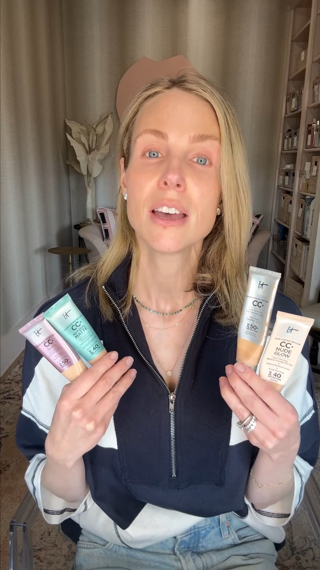 Wearing shade fair-light of @itcosmetics CC+ Nude Glow on no-makeup makeup days, and it’s giving legit skin-care-with-benefits — medium coverage, SPF 40, and zero cakey-ness. #ad #ITcosmeticpartner #paidlink