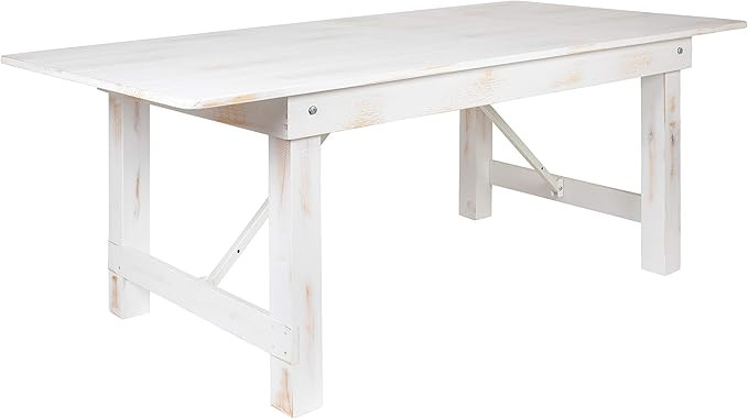 Flash Furniture HERCULES Series 7' x 40" Rectangular Antique Rustic White Solid Pine Folding Farm... | Amazon (US)