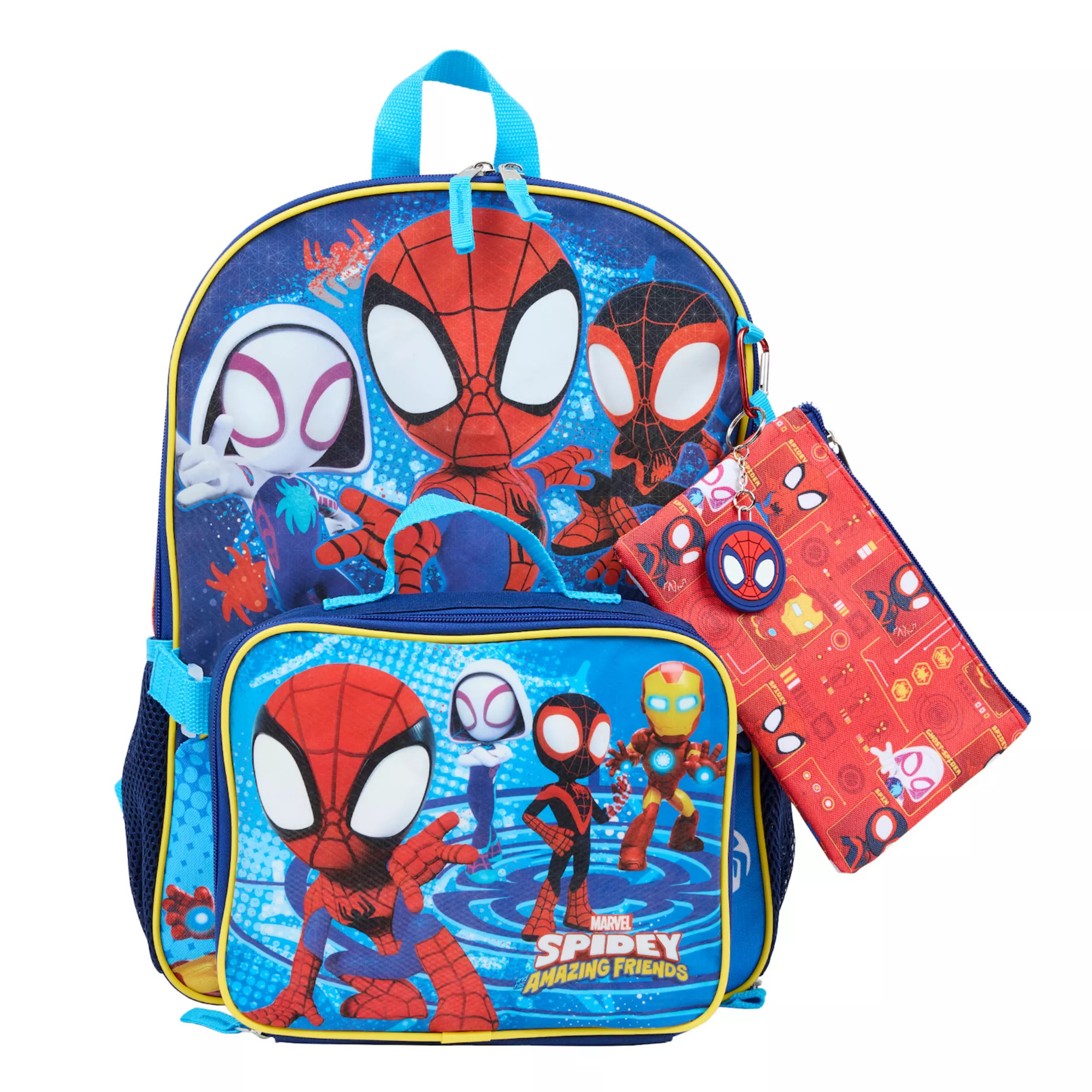 Marvel Spidey Amazing Friends 5-Piece Backpack, Lunch Bag, Pencil Case, Keychain, & Carabiner Set | Kohl's