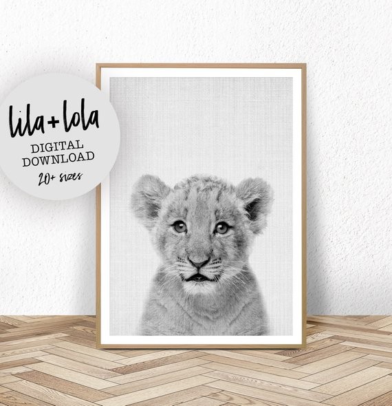 Lion Cub Print, Safari Nursery Decor, Printable Wall Art, Baby Animal, Instant Download, Large Ki... | Etsy (US)