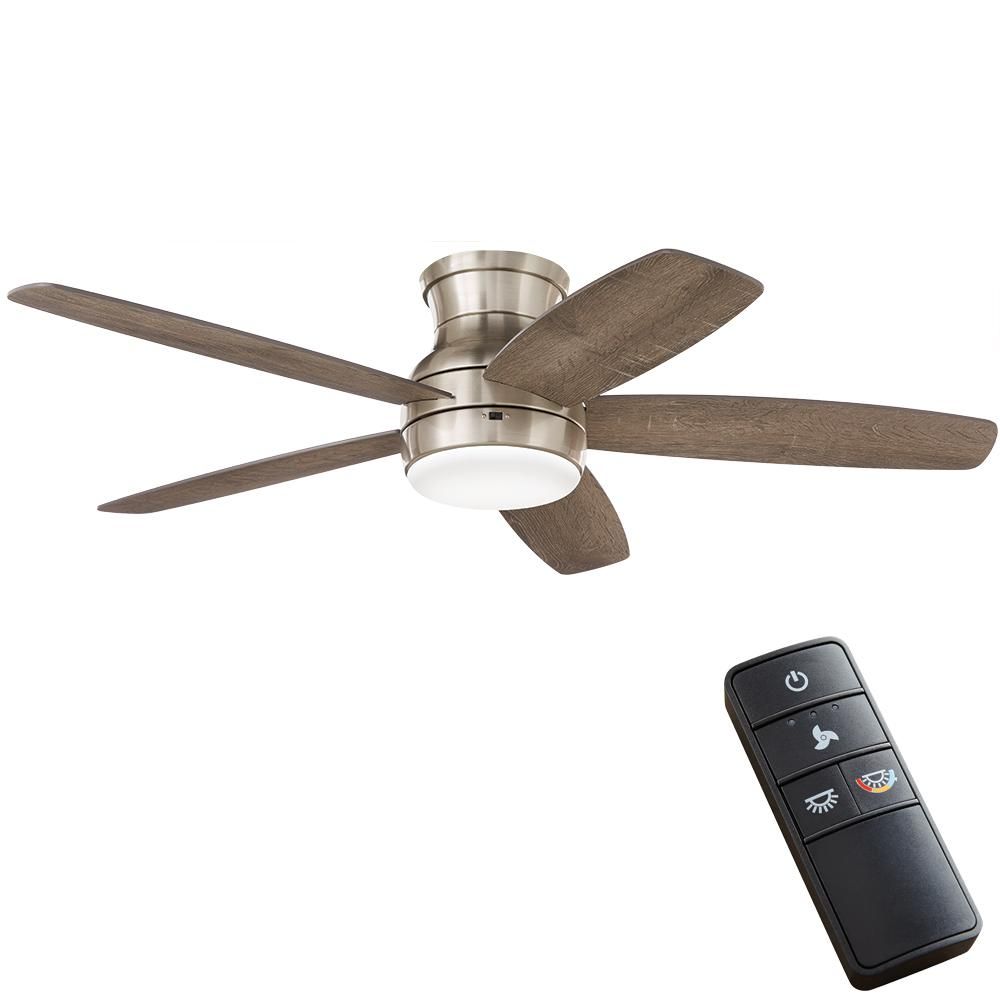 Ashby Park 52 in. White Color Changing Integrated LED Brushed Nickel Ceiling Fan with Light Kit a... | The Home Depot