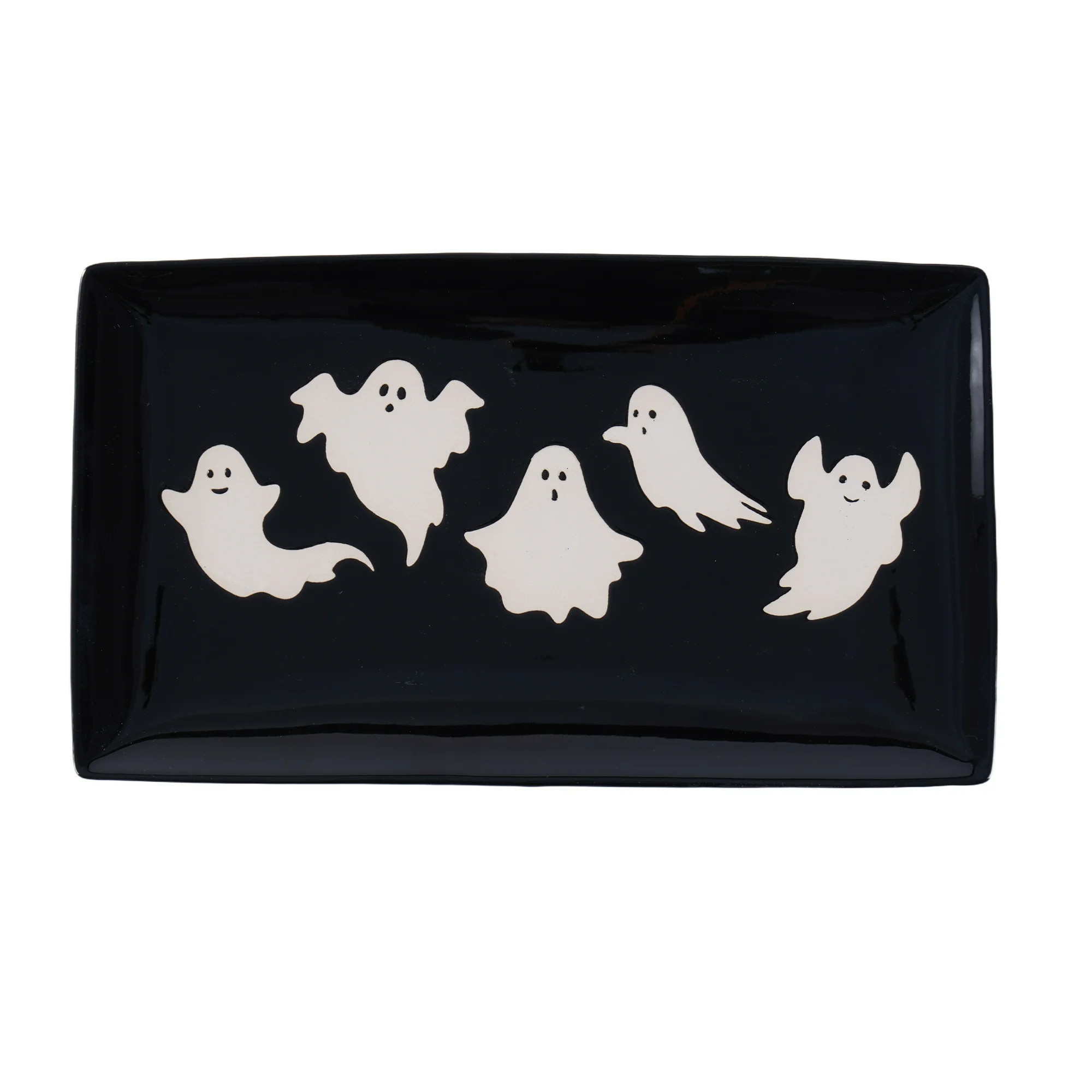 Way to Celebrate Halloween Black Platter with Ghosts - Walmart.com | Walmart (US)