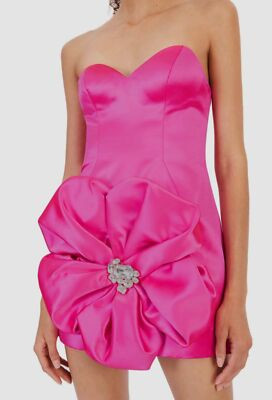 $1495 Area Women's Pink Crystal Rosette Strapless Mini Dress Size 10  | eBay | eBay US