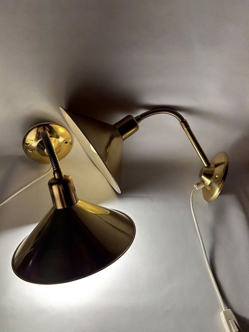 Brass lamps. Design Börje Claes Elit Sweden. Swedish design. Sconces. Wall lights. 1970s. Panton... | Etsy (US)