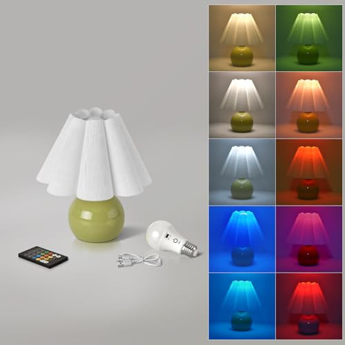 Rechargeable Crodless Small Table Lamp, Battery Operated Remote Control LIght Blue Mini Cute Table Lamps for Bedroom Nightstand, Cute Small Table Lamp for Small Spaces for Kitchen Counter, Bookshelf | Amazon (US)