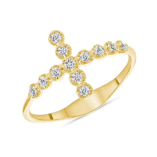 Large Diamond Bubble Cross Ring | Happy Jewelers