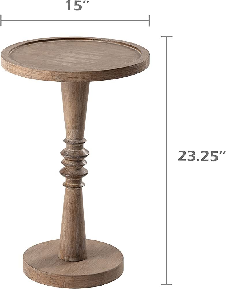 COZAYH Pedestal Small Drinking Table, Farmhouse Tray Top End Table, Distressed Finish, Wood Color (P | Amazon (US)