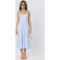 ASTR the Label | Isabela Striped Sweetheart Midi Dress in Blue stripe | Size L | ASTR The Label (US)