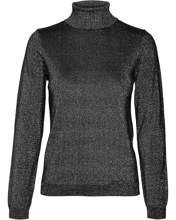 Vero Moda Vmhappyshine LS Pull à col roulé Tricot, Noir/détail : w. DTM Lurex, S Femme | Amazon (FR)