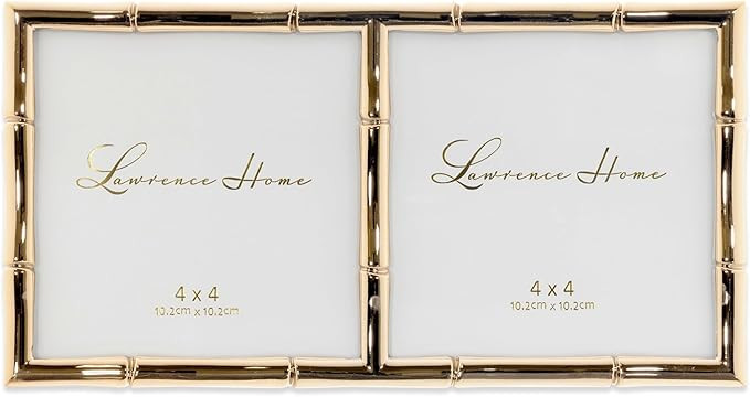 Lawrence Frames 4x4 Double Gold Metal Picture Frame with Bamboo Design | Amazon (US)