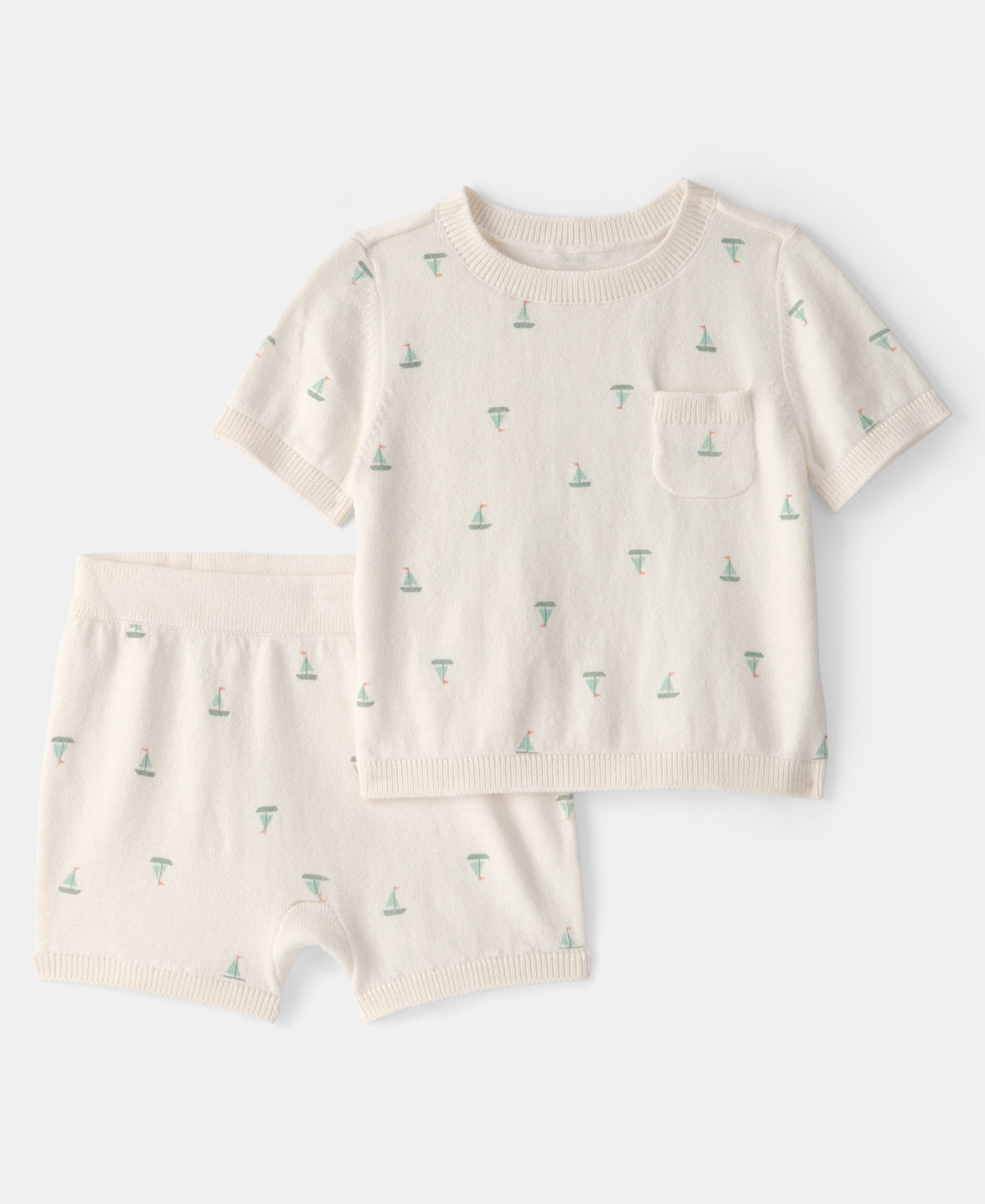 Carter's Baby Boys' Sailboat Sweater Top and Shorts, 2-Piece Set - Cream | Macy's