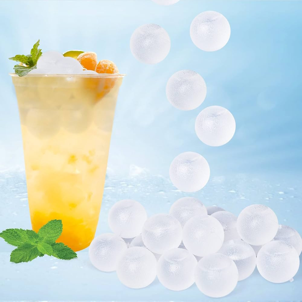 100 Pack Reusable Ice Cube for Drinks, Clear Round Shape Plastic ice Cubes Without Diluting BPA F... | Amazon (US)