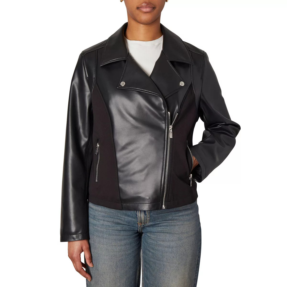 Women's Nicole Miller Leather Moto Jacket | Kohl's