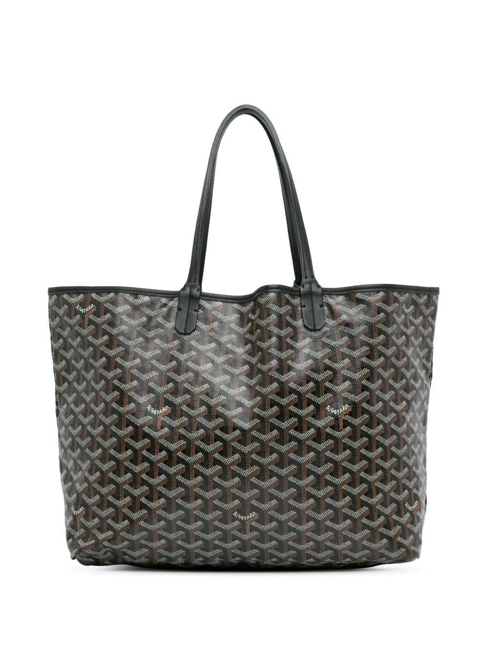 Goyard Pre-Owned The Saint Louis PM features a coated canvas body with leather trim, flat leather handles, and an open top. Black. Serial Number: S... | Farfetch Global