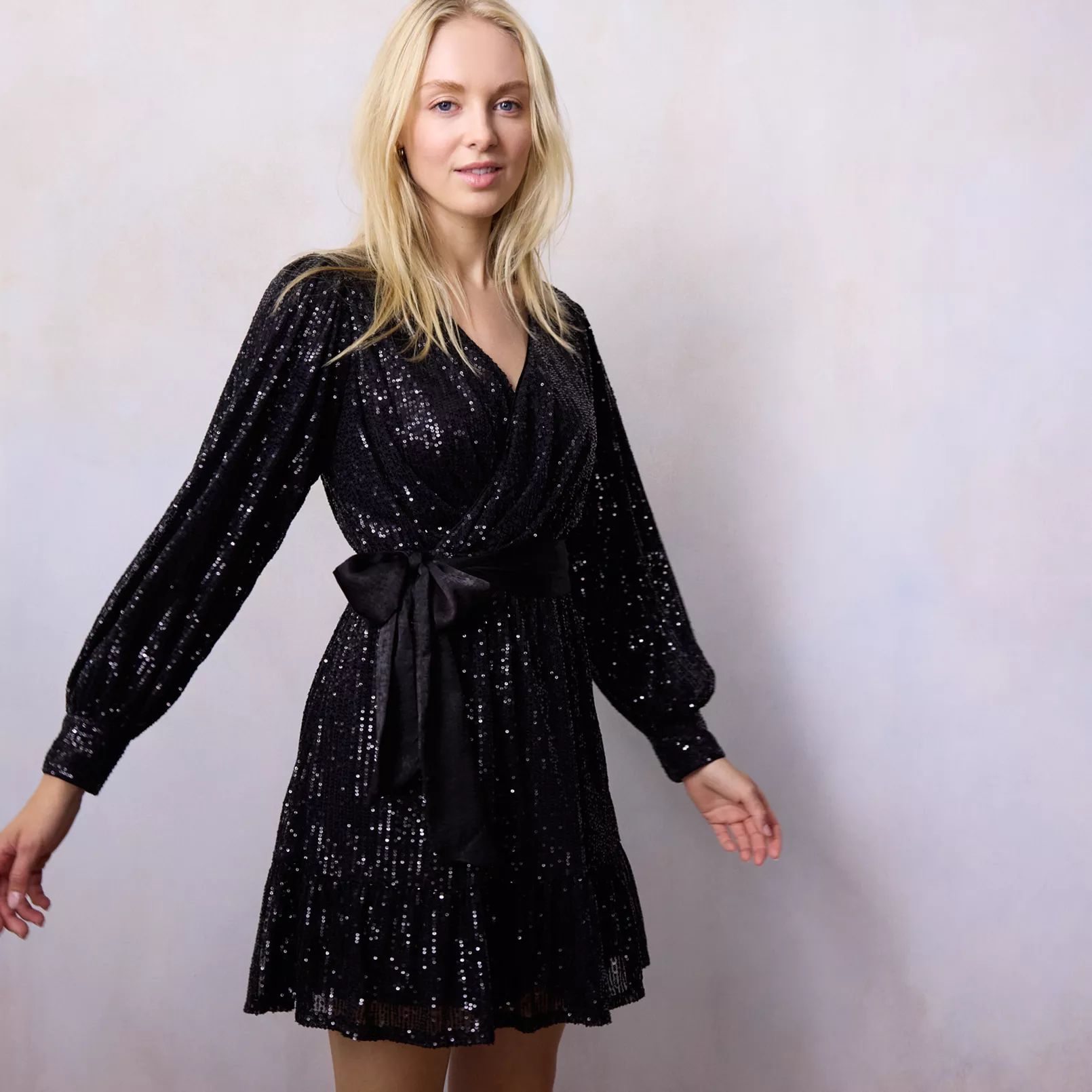 Women's LC Lauren Conrad Sequin Wrap Mini Dress | Kohl's