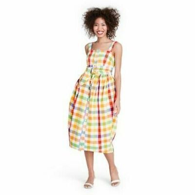 Christopher John Rogers Target - Plaid Wide Strap Tie Waist Dress Multi - Size 4 | eBay US