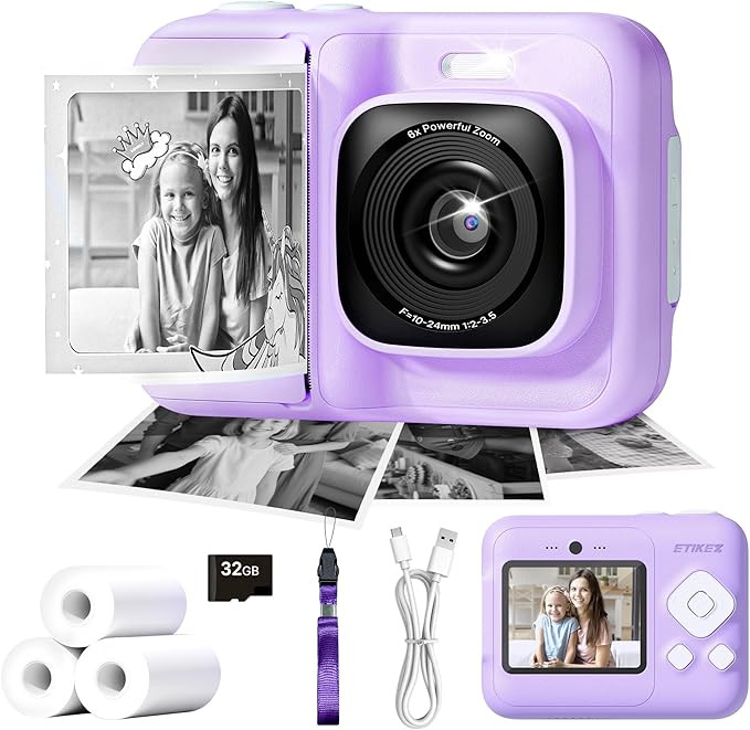 Kids Camera, 1080P Instant Digital Print Camera for Kids, Christmas Birthday Gifts for 4 5 6 7 8 ... | Amazon (US)