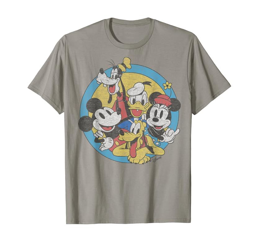 Disney Mickey And Friends Retro Group Shot T-Shirt | Amazon (US)