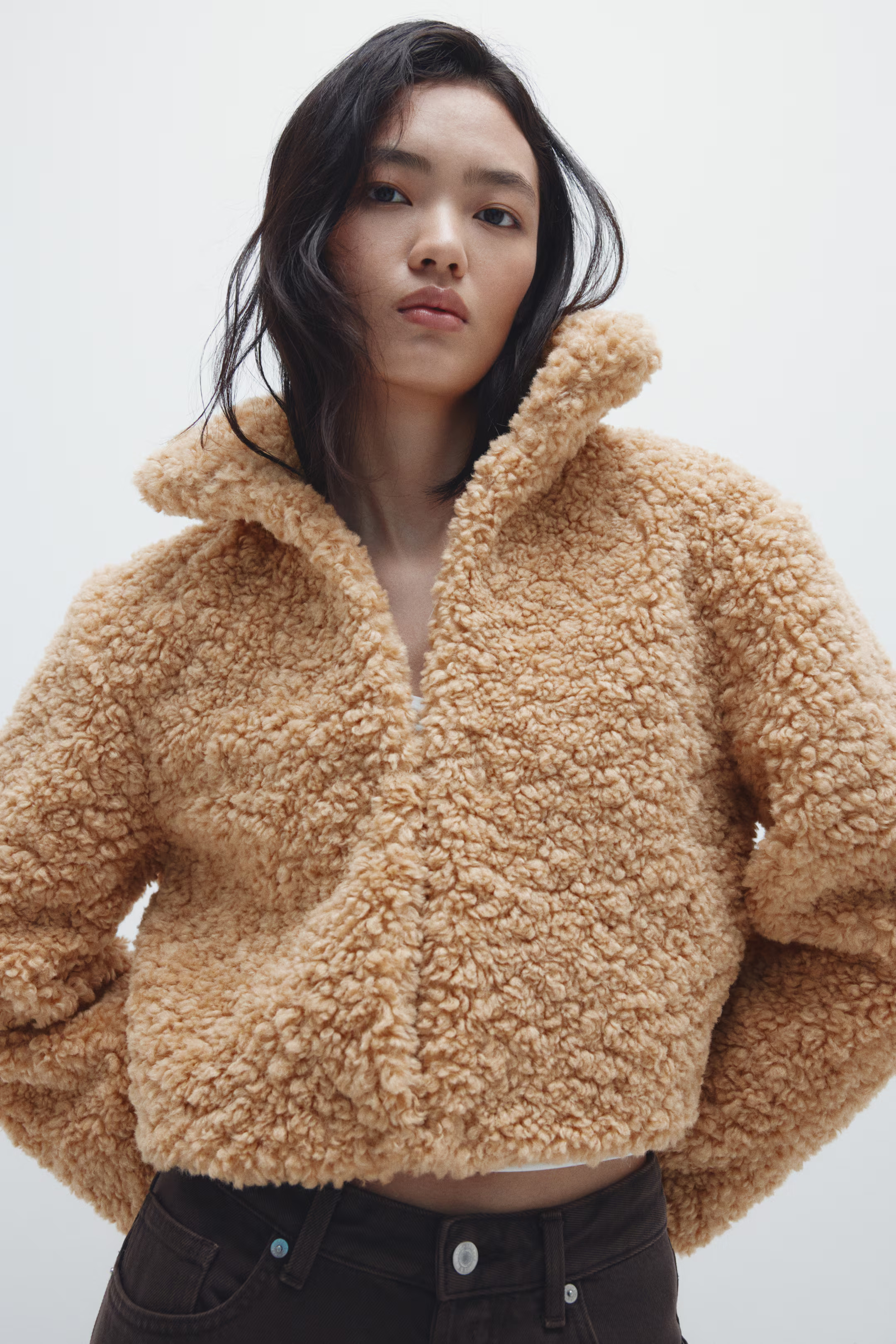 Cropped Teddy Fleece Jacket | H&M (US + CA)