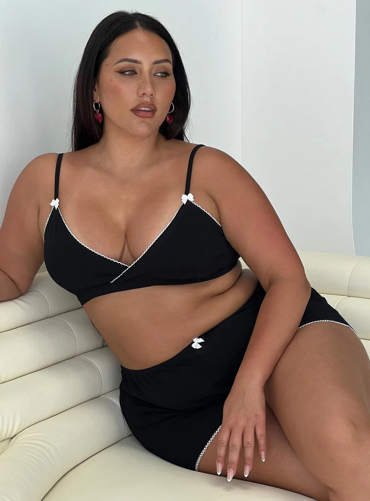 Slumber Jersey Sleep Bralette Black Curve | Princess Polly US