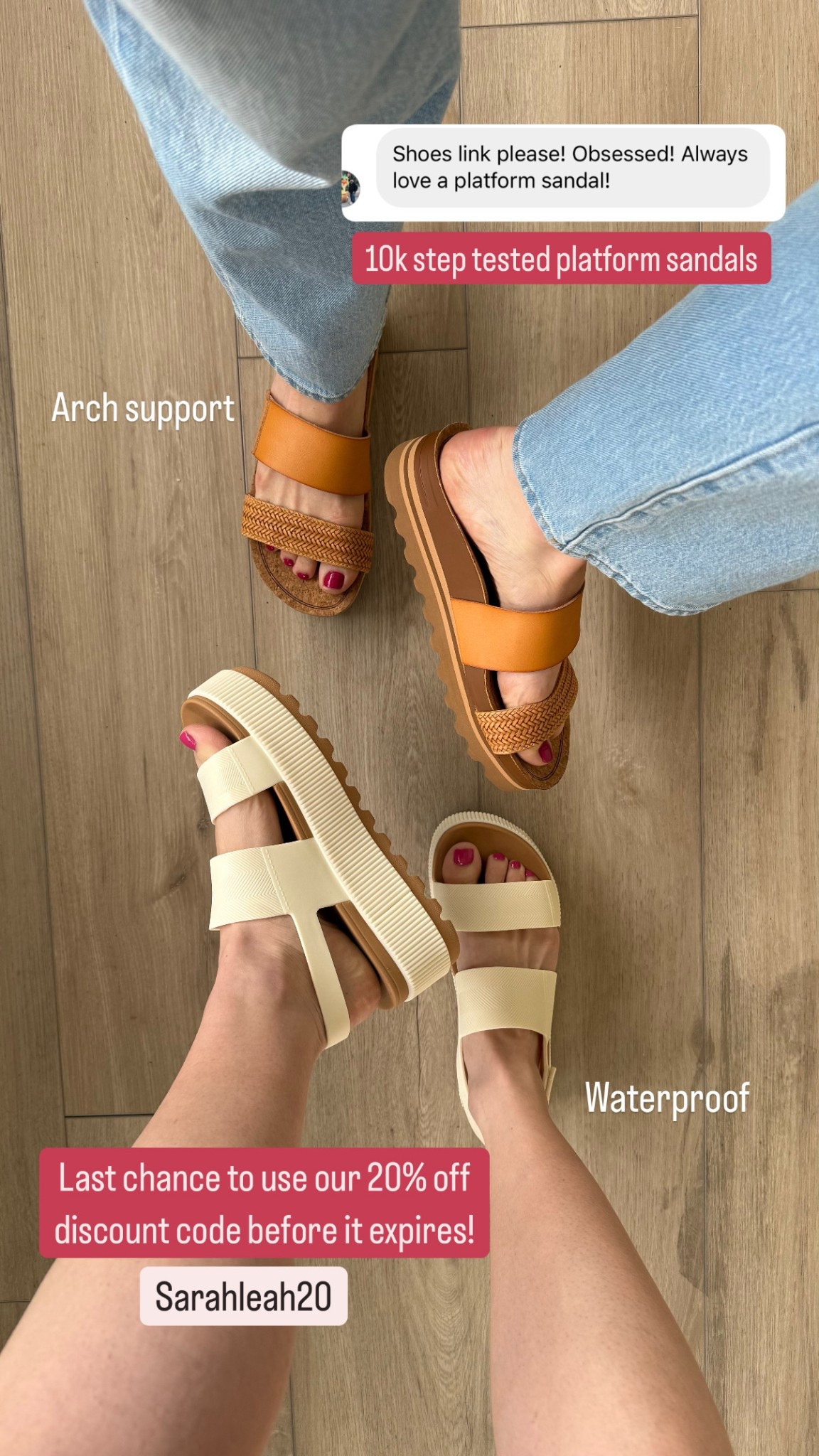 10k step tested REEF sandals 
The white pair is waterproof and the brown has built in arch support 
So comfy!

20% off with sarahleah20
Size up 1/2 size 




#LTKShoeCrush #LTKTravel #LTKSaleAlert