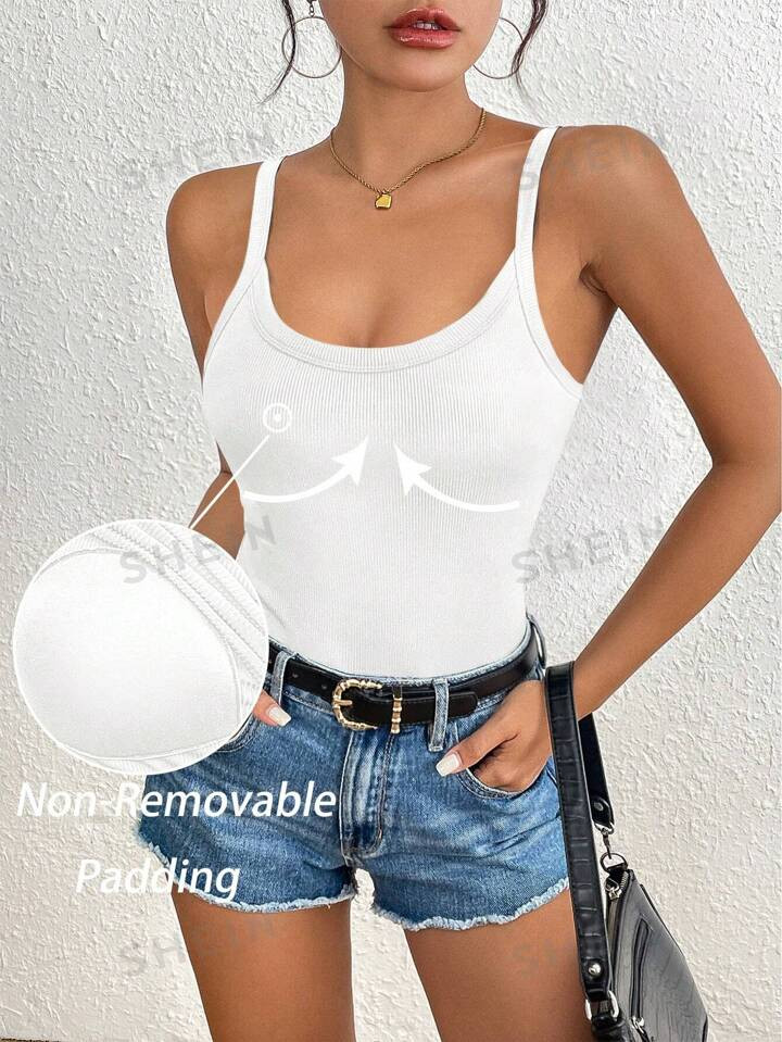 SHEIN Essnce Women's  Backless Solid Color Simple Casual Camisole Top | SHEIN