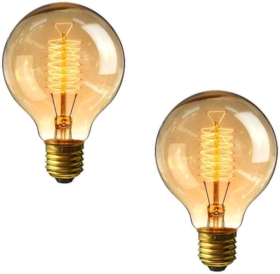 2 Pack Vintage Light Bulbs G80, Decorative Spiral Filament Bulbs E27 40Watts, Dimmable Edison Scr... | Amazon (UK)