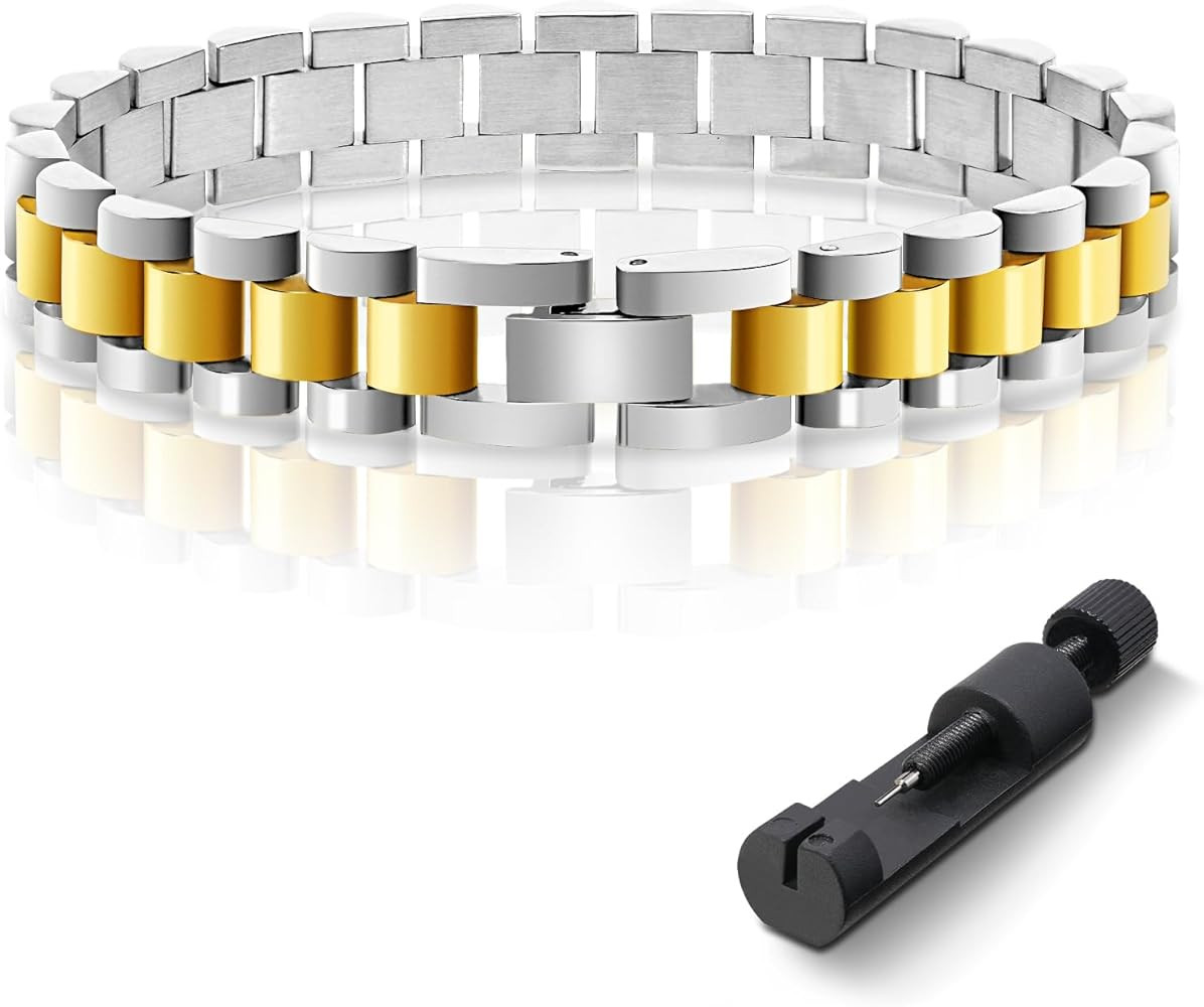 Yowivon 18K Gold Plated Chain Link Bracelets for Women, Adjustable Metal Watch Band Chain Wristba... | Amazon (US)