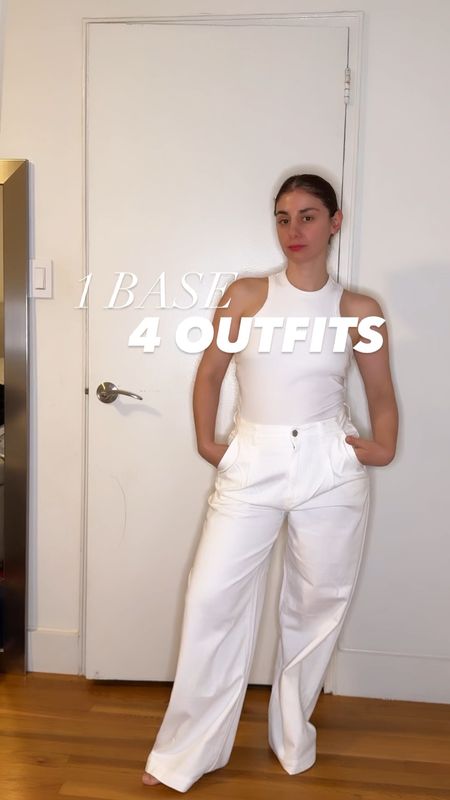 1 base 4 spring and summer outfits white outfits Levi’s Jean jacket perfect wide leg jeans made well black blazer white and black cardigans 

#LTKSeasonal #LTKxMadewell #LTKStyleTip