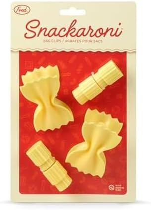 Genuine Fred SNACKARONI Pasta Bag Clips, Set of 4, Two Styles Farfalle and Rigatoni, Squeeze and ... | Amazon (US)