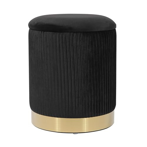 Tov Furniture Zoe Pleated Velvet Round Storage Ottoman (Black) | Amazon (US)