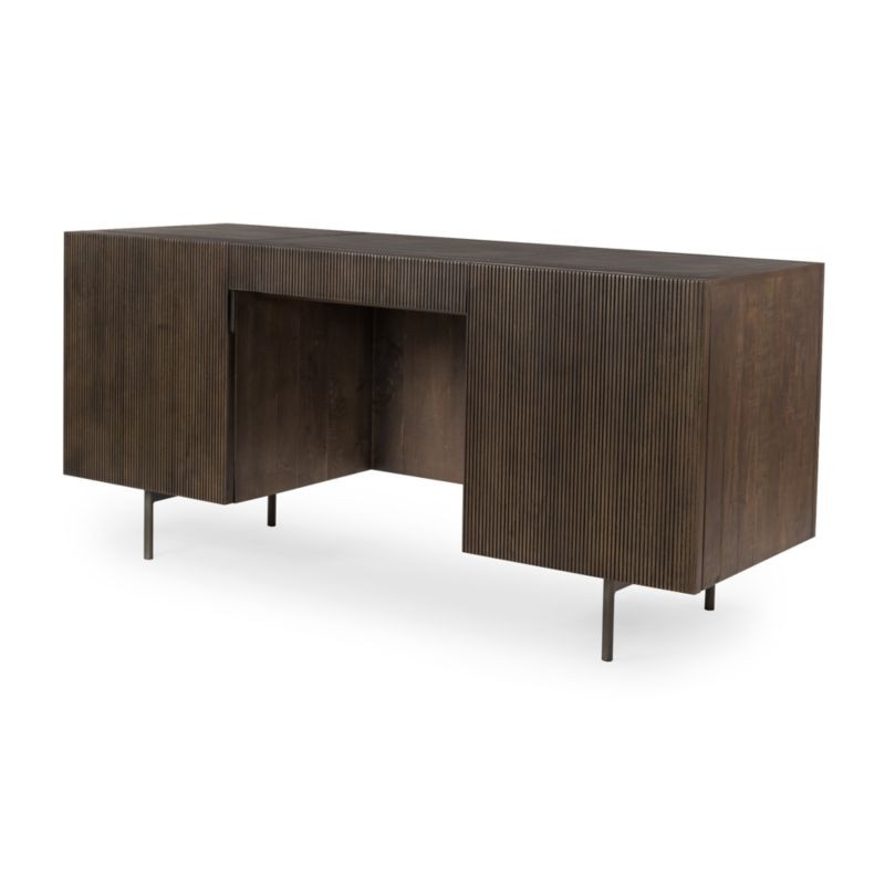 Monroe Dark Wood Executive Desk + Reviews | Crate and Barrel | Crate & Barrel