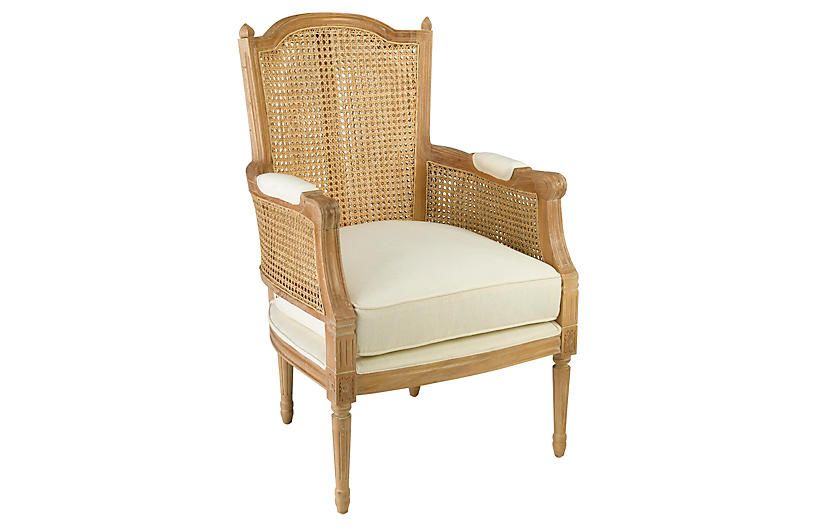 Noreen Accent Chair, Natural/Off-White Linen | One Kings Lane