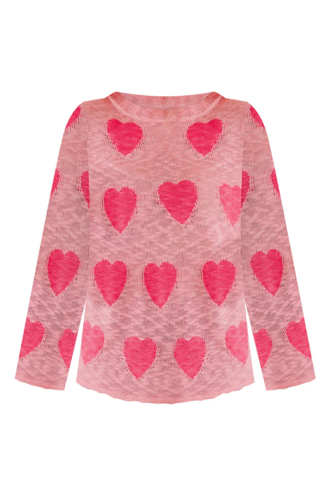 Wonderful Tonight Pink Heart Sweater FINAL SALE | Pink Lily